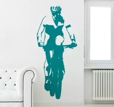 Vinilo ciclista mountain bike en ruta - TenVinilo