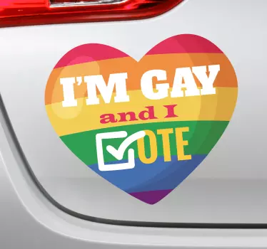Vinilo coche arcoiris votos gay - TenVinilo