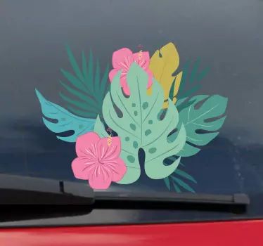 Vinilo coche flor hawaiana tonos pastel - TenVinilo