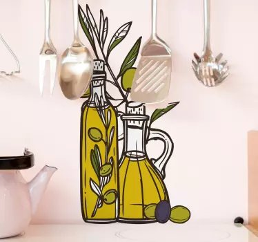 Vinilo cocina aceiteros con ramas - TenVinilo