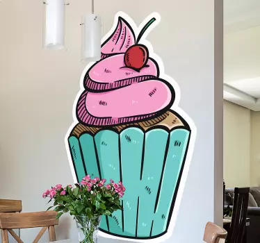 Vinilo cocina de cupcake rosa - TenVinilo