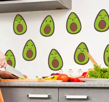 Vinilo pared set aguacates felices - TenVinilo