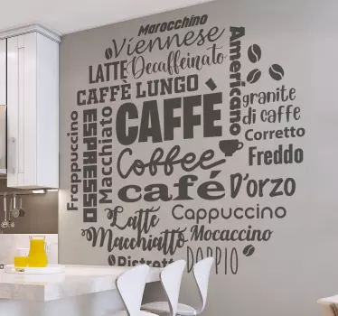 Vinilo de café en diferentes idiomas - TenVinilo