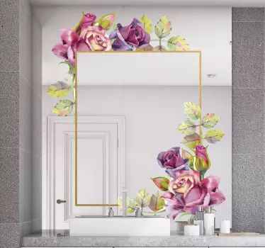Vinilo de espejo de flores de colores - TenVinilo