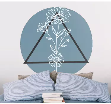Vinilo de flor Lindas flores minimalistas con triángulo detrás - TenVinilo