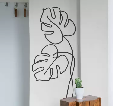 Vinilo  planta hojas monstera minimalista - TenVinilo