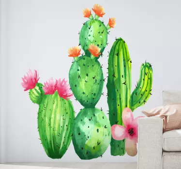 Vinilo de plantas cactus florecientes - TenVinilo