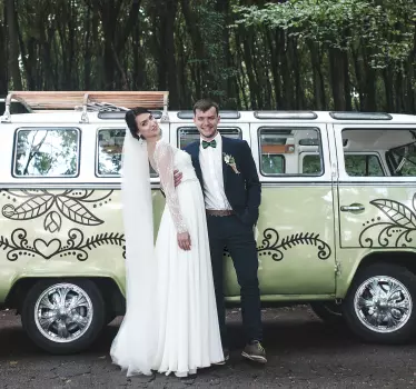 Pegatina para bodas decoracion coches de boda florales - TenVinilo
