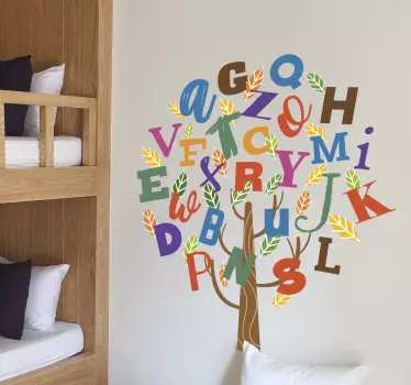 Vinilo pared de árbol con abecedario - TenVinilo
