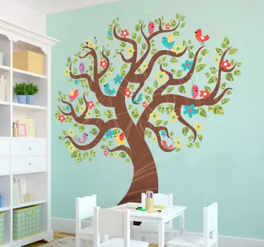 Vinilo infantil árbol primaveral colorido - TenVinilo