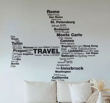 Vinilo decorativo avión ciudades - TenVinilo