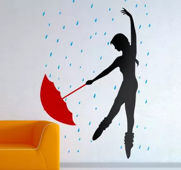 Vinilo decorativo bailarina bajo la lluvia - TenVinilo