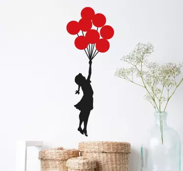 Vinilo pared salón Banksy niña volando - TenVinilo