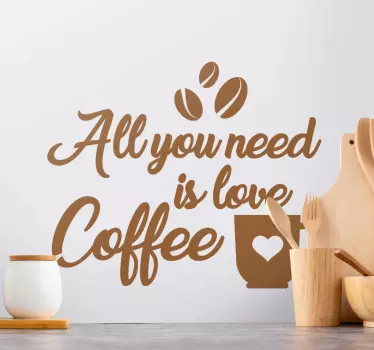 Vinilo decorativo con frase sobre café - TenVinilo
