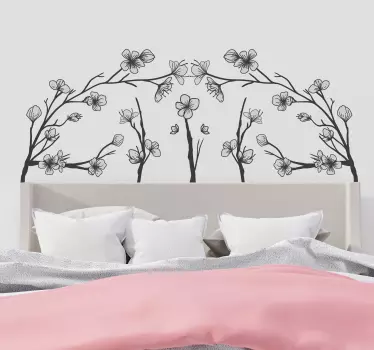 Vinilo decorativo cabecero cama flores enredadas - TenVinilo