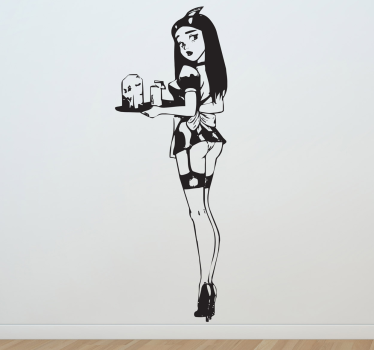 Vinilo decorativo camarera manga sexy - TenVinilo