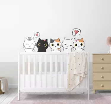 Vinilo infantil dibujos gatos anime - TenVinilo