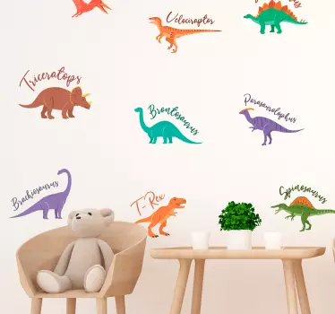 Vinilo decorativo dinosaurios con nombres - TenVinilo