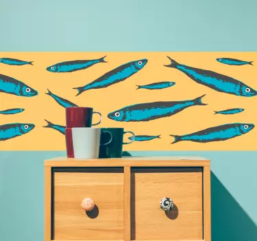 Vinilo decorativo cenefa sardinas - TenVinilo