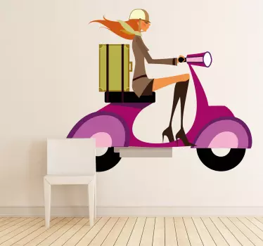 Vinilo decorativo chica glamourosa en Vespa - TenVinilo