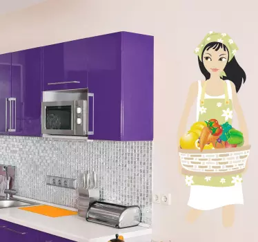 Vinilo decorativo chica verduras - TenVinilo