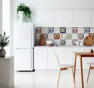 Vinilo cocina azulejos ornamentales coloridos - TenVinilo