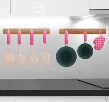 Vinilo decorativo cocina Electrodomésticos colgantes de dibujos a - TenVinilo