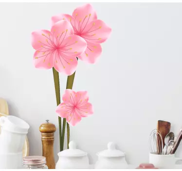 Vinilo decorativo cocina Florecitas rosadas - TenVinilo