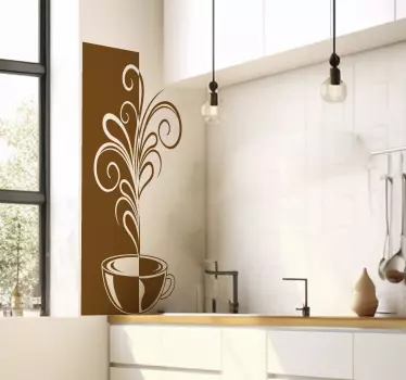Vinilo cocina líneas decorativas de café - TenVinilo