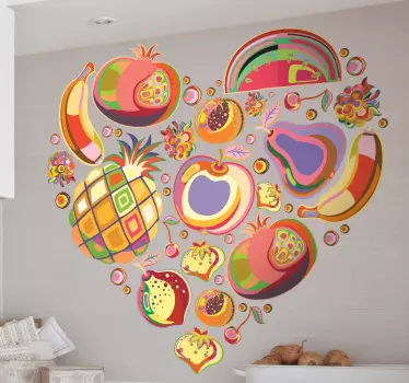 Vinilo decorativo corazón frutas pop - TenVinilo