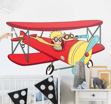 Vinilo decorativo cuento infantil Avion del principito - TenVinilo