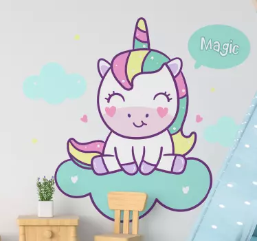 Vinilo de unicornio mágico de dibujo animado - TenVinilo
