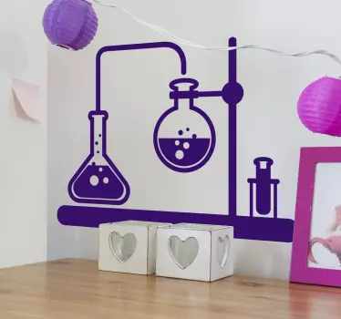 Vinilo pared de ciencia frascos química - TenVinilo