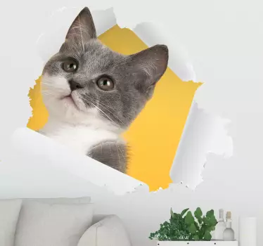 Vinilo decorativo de gato efecto visual 3D - TenVinilo