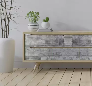 Vinilo decorativode muebles de textura de madera gris - TenVinilo