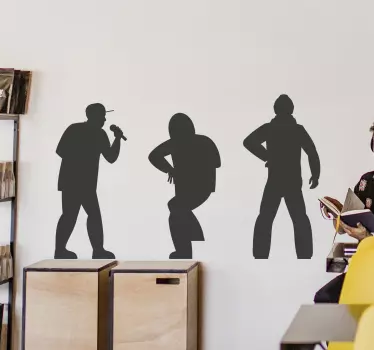 Vinilo decorativo de música siluetas cantante rap - TenVinilo