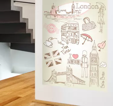 Vinilo decorativo dibujos de Londres - TenVinilo