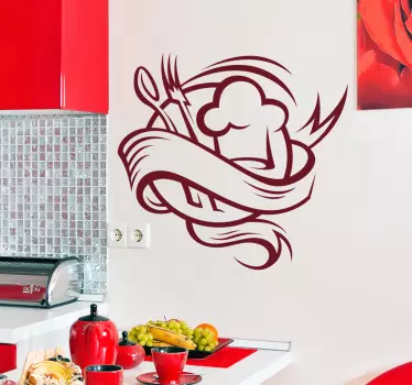 Vinilo decorativo emblema comida - TenVinilo