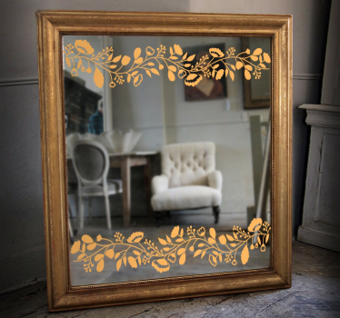 Vinilo decorativo espejos detalle floral - TenVinilo