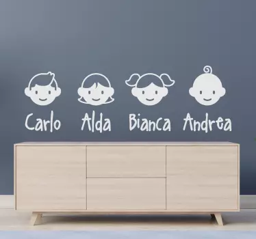 Vinilo decorativo familia con silueta de hijo y nombre - TenVinilo