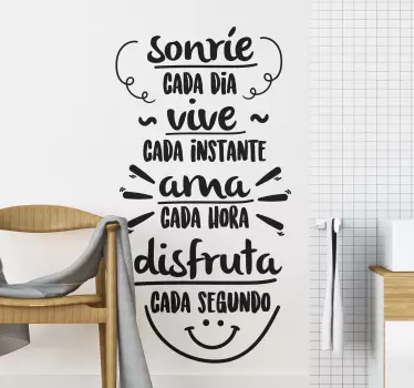 Vinilo frase sonríe cada día - TenVinilo