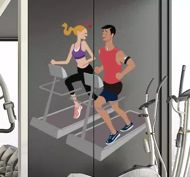 Vinilo decorativo pareja en el gimnasio - TenVinilo