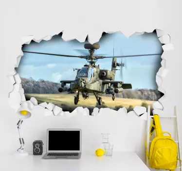 Vinilo decorativo de helicóptero 3d - TenVinilo