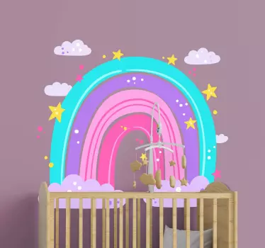 Vinilo decorativo ilustración Arcoiris con estrellas - TenVinilo