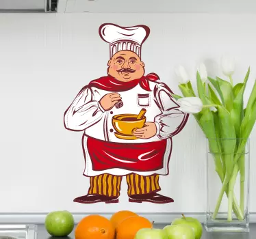 Vinilo decorativo ilustración cocinero - TenVinilo