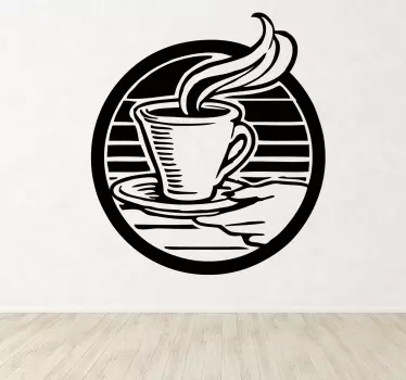 Vinilo decorativo ilustración taza café - TenVinilo