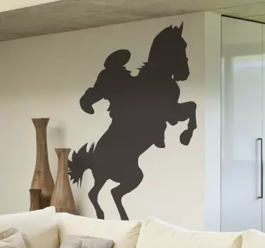 Vinilo decorativo jinete caballo desbocado - TenVinilo