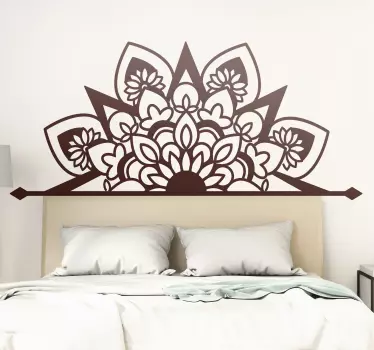 Vinilo decorativo mandala cabecero cama floral  - TenVinilo