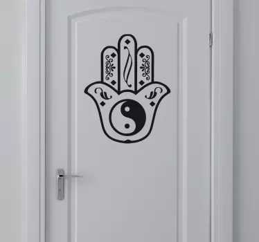Vinilo decorativo mano de fatima con yin yang - TenVinilo