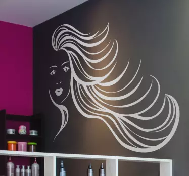 Vinilo decorativo mujer pelo largo - TenVinilo